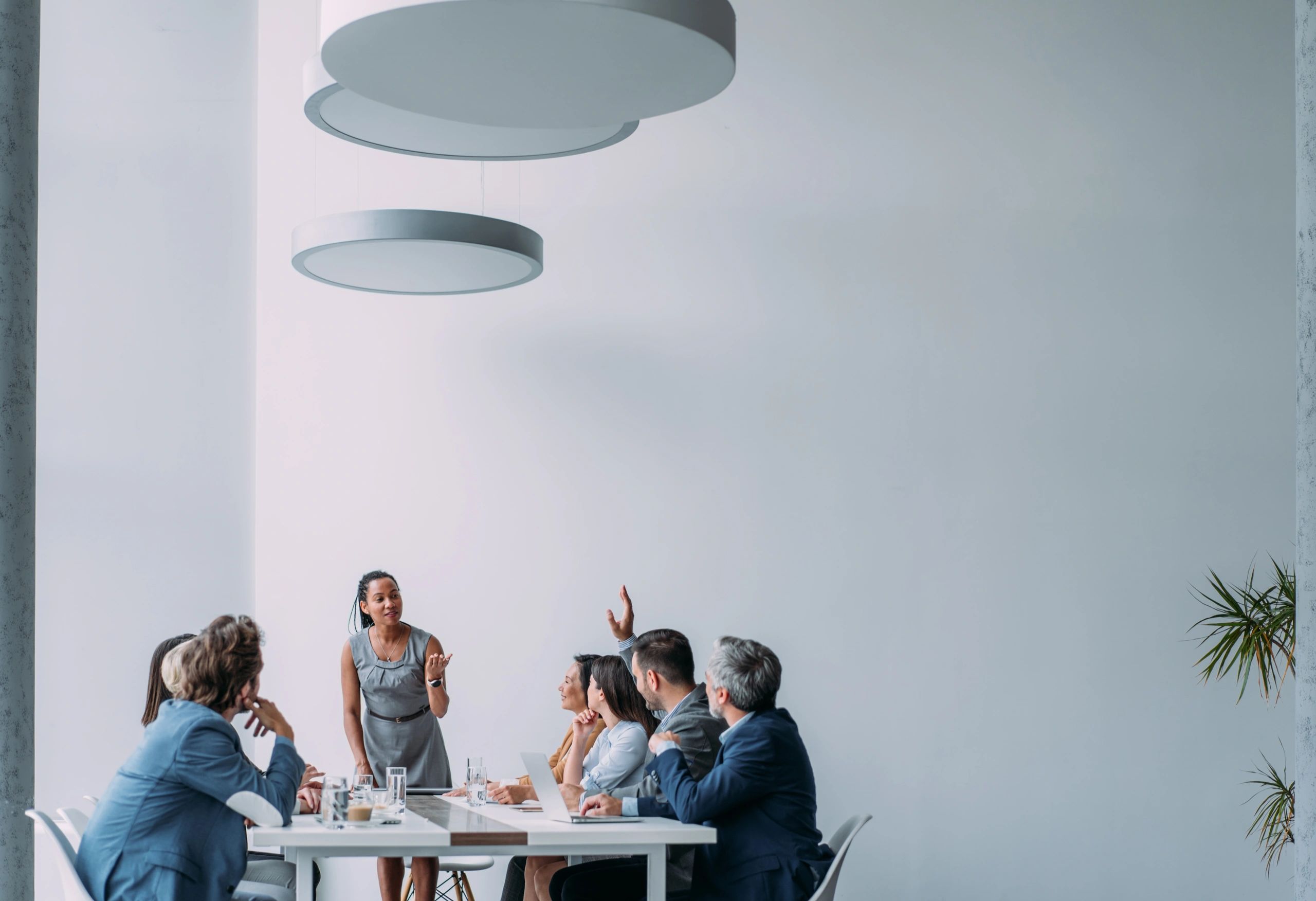 Corporate team meeting in board room