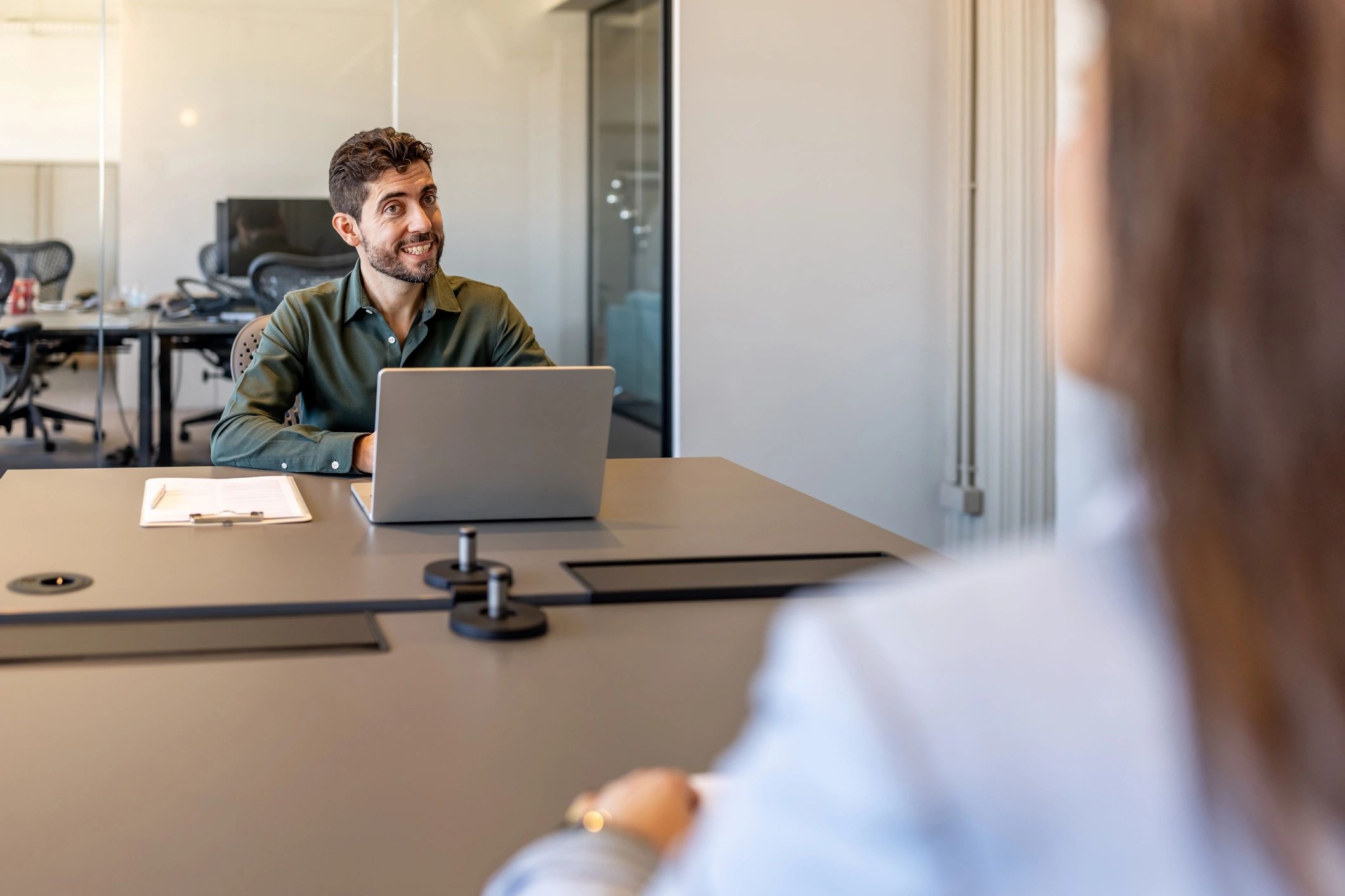 Professional candidate during interview